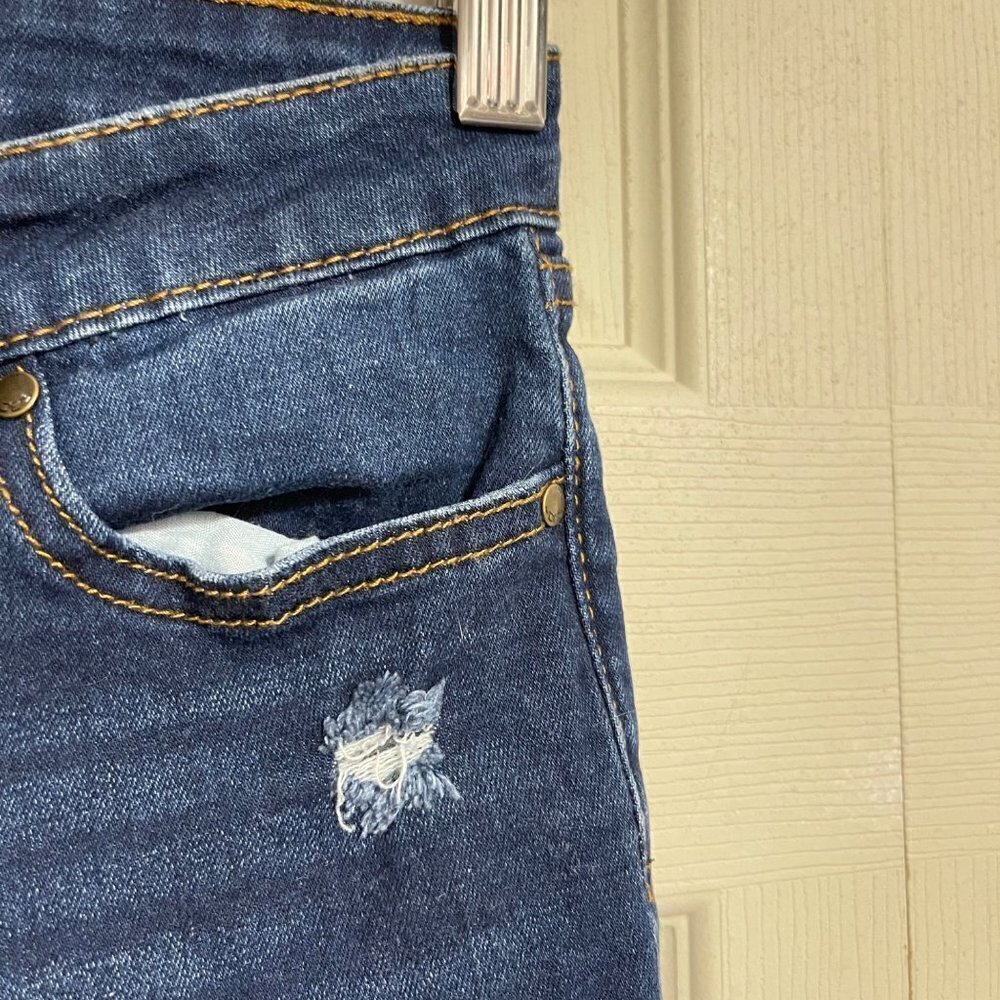 Joes Jeans Kids Girls Dark Wash Distressed Raw Hem Stretch Slim Jeans Size 12 - Picture 6 of 11